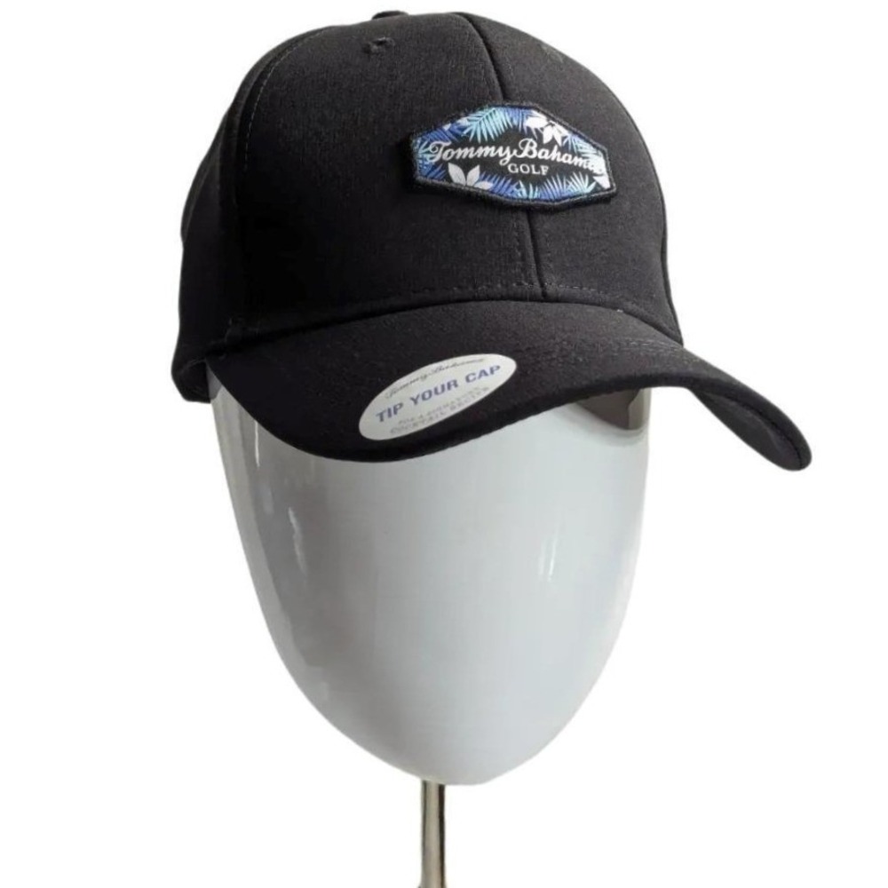 Tommy Bahama Golf Black Snapback Hat Tropical Logo Patch Adjustable Cap NWT